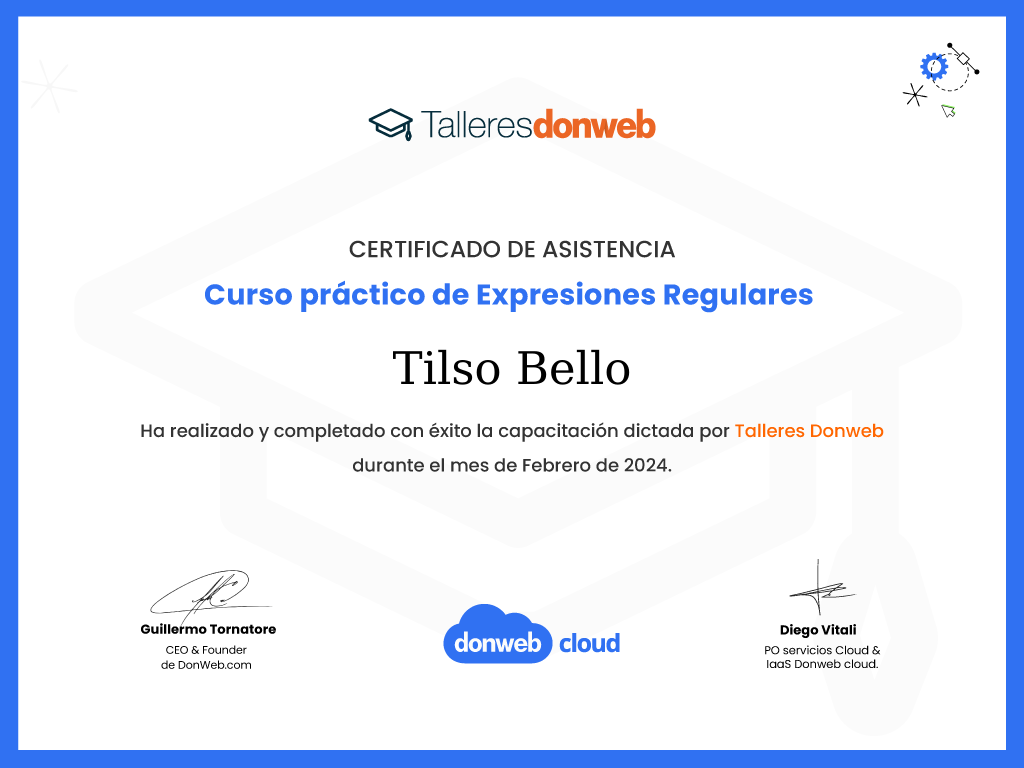 Certificado de asistencia · Talleres DonWeb