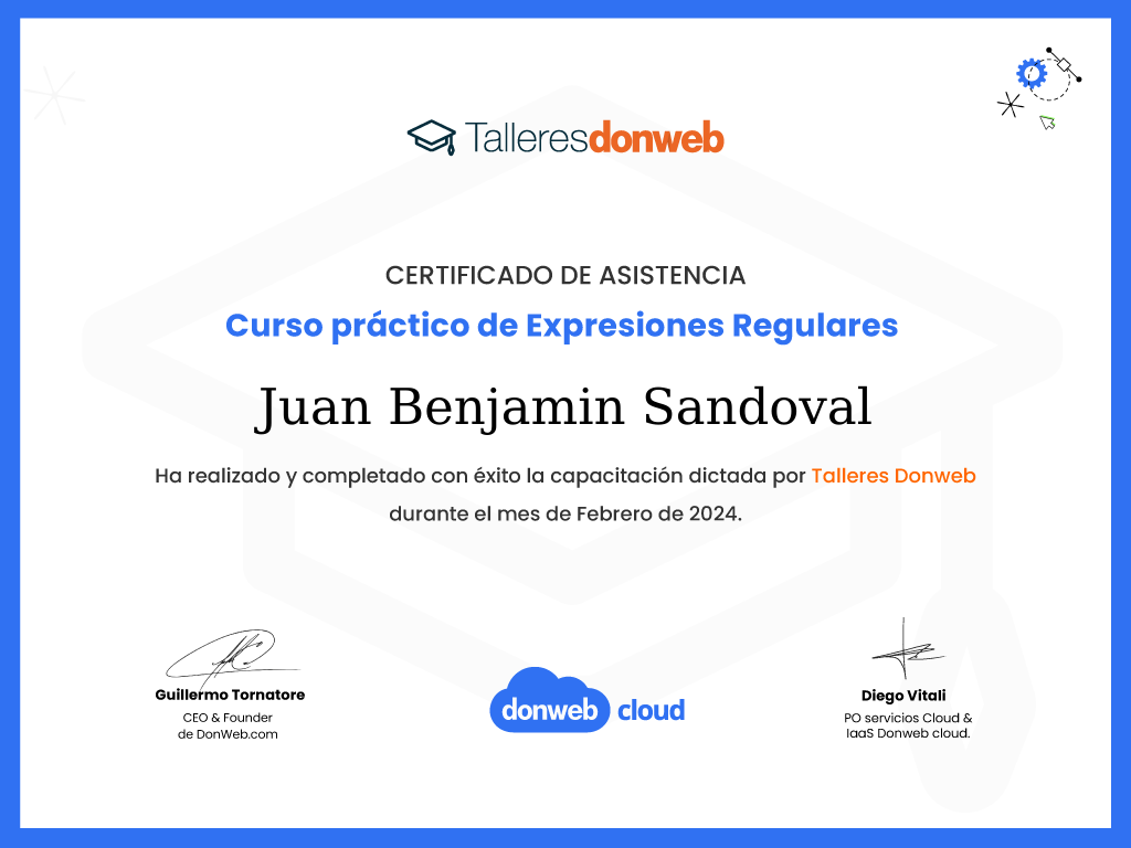 Certificado de asistencia · Talleres DonWeb
