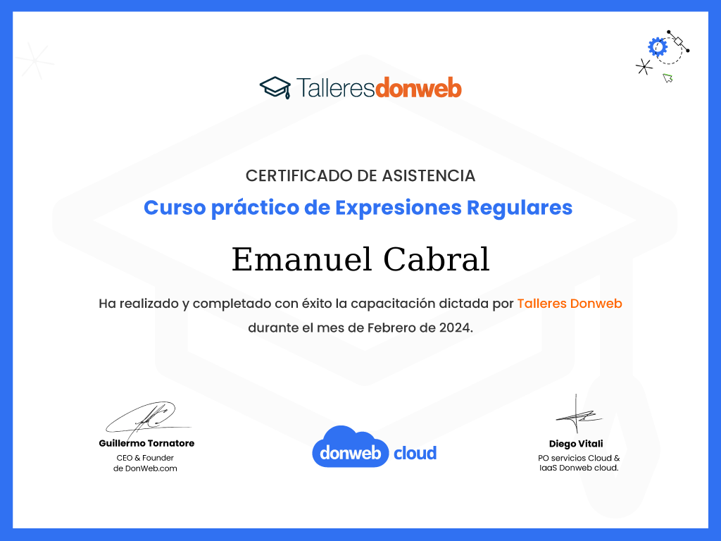 Certificado de asistencia · Talleres DonWeb
