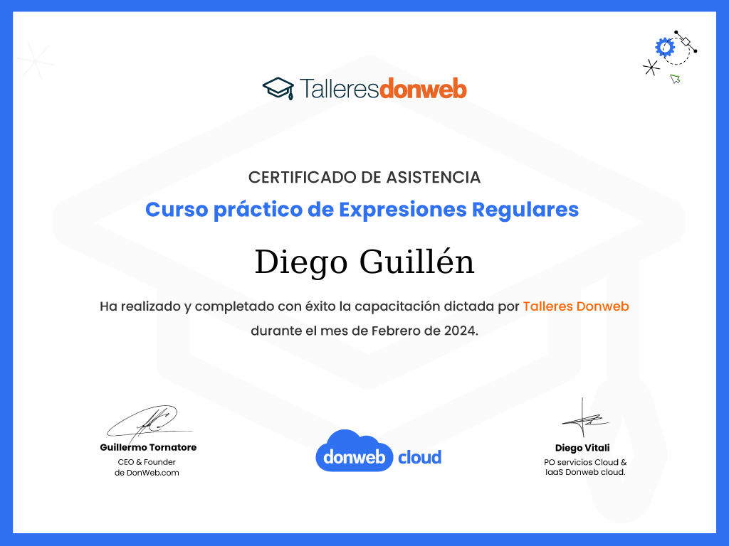 Certificado de asistencia · Talleres DonWeb