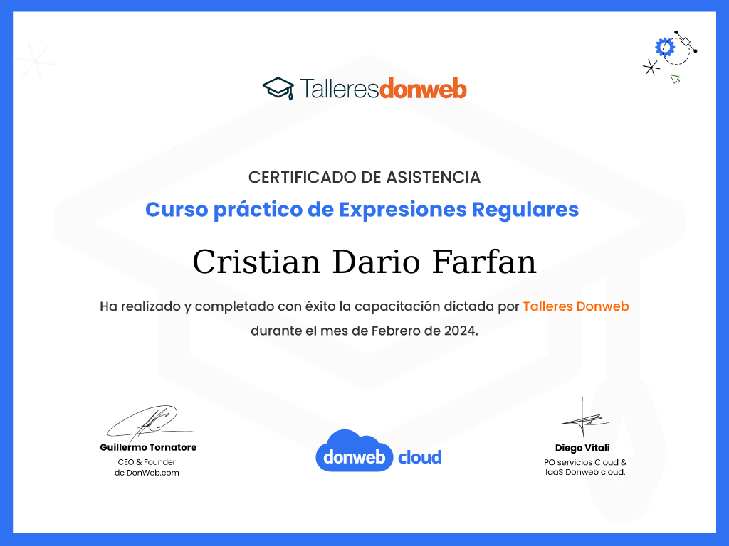 Certificado de asistencia · Talleres DonWeb