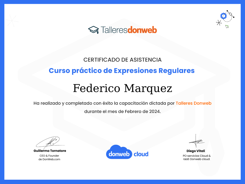 Certificado de asistencia · Talleres DonWeb