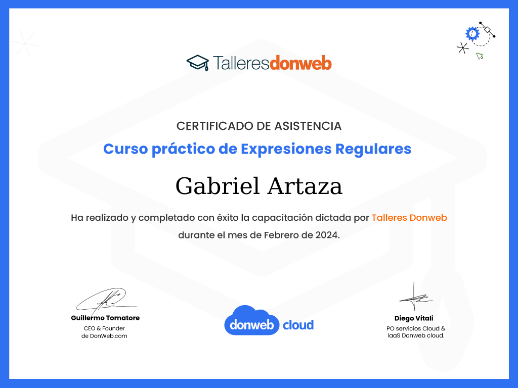 Certificado de asistencia · Talleres DonWeb
