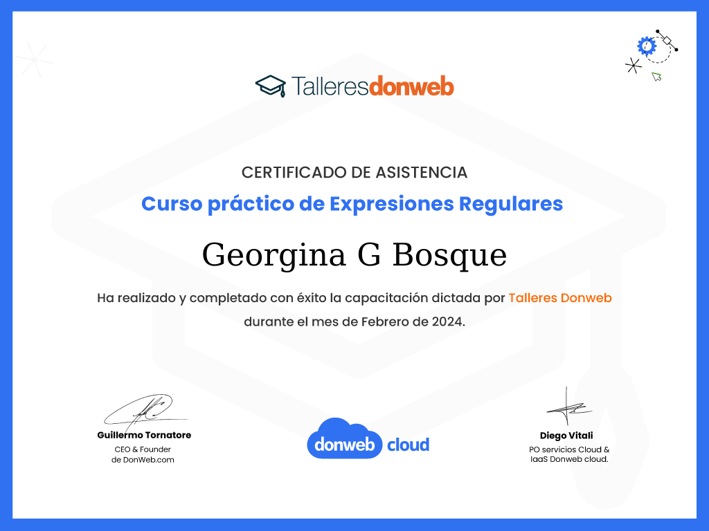 Certificado de asistencia · Talleres DonWeb