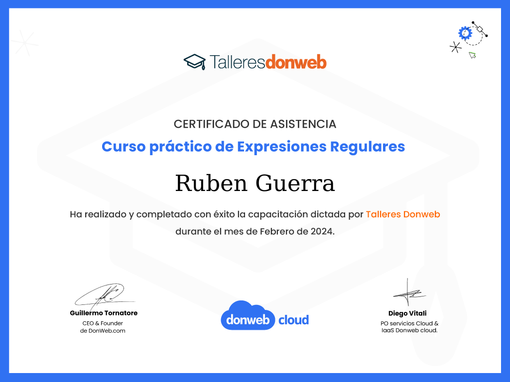 Certificado de asistencia · Talleres DonWeb