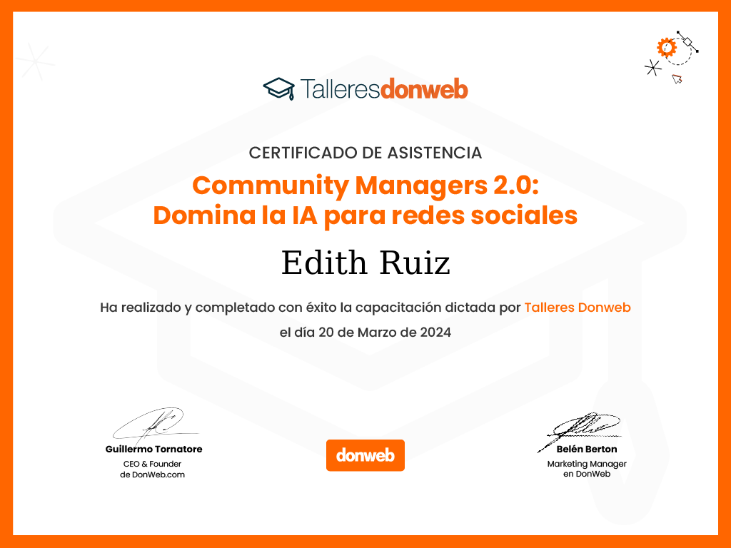Certificado de asistencia · Talleres DonWeb