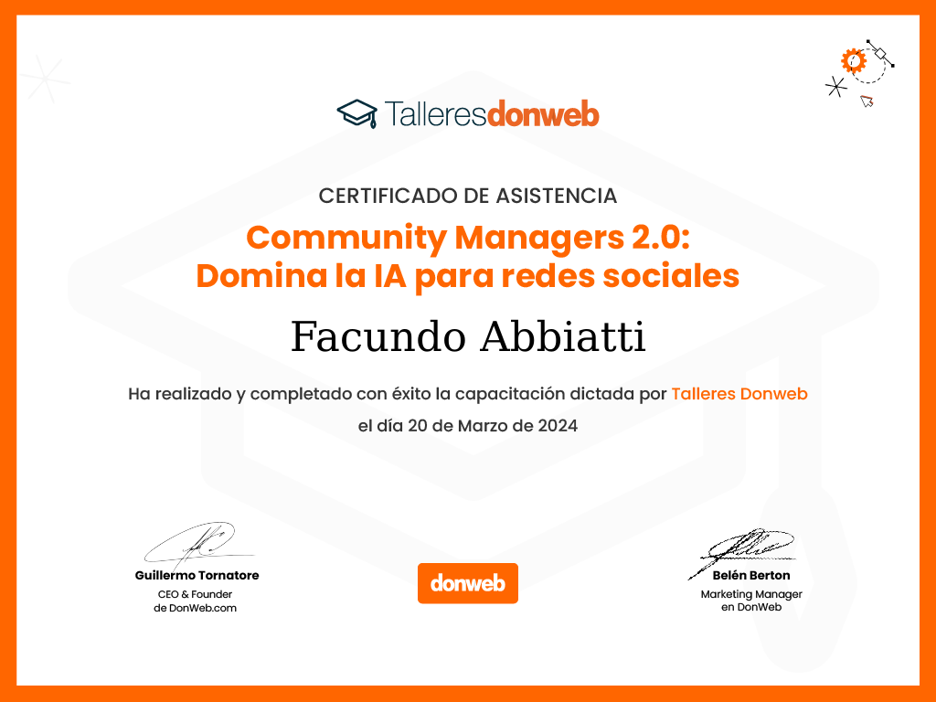 Certificado de asistencia · Talleres DonWeb