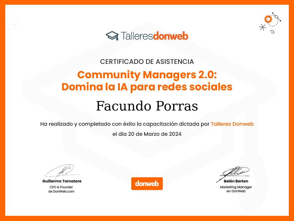 Certificado de asistencia · Talleres DonWeb