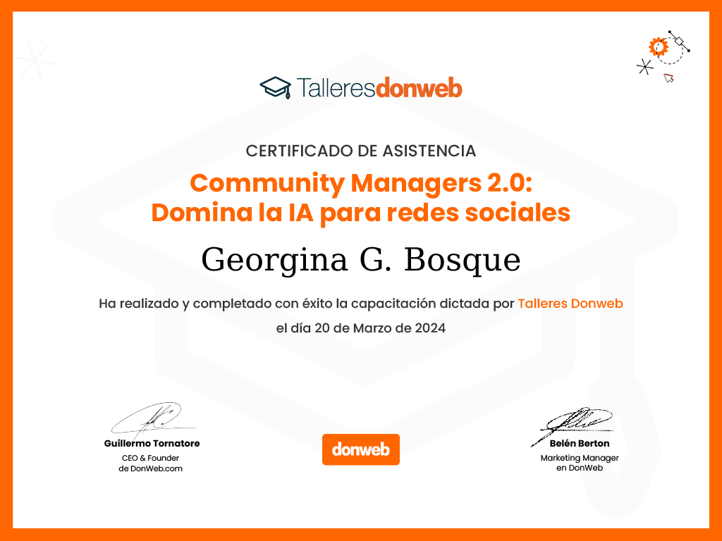 Certificado de asistencia · Talleres DonWeb