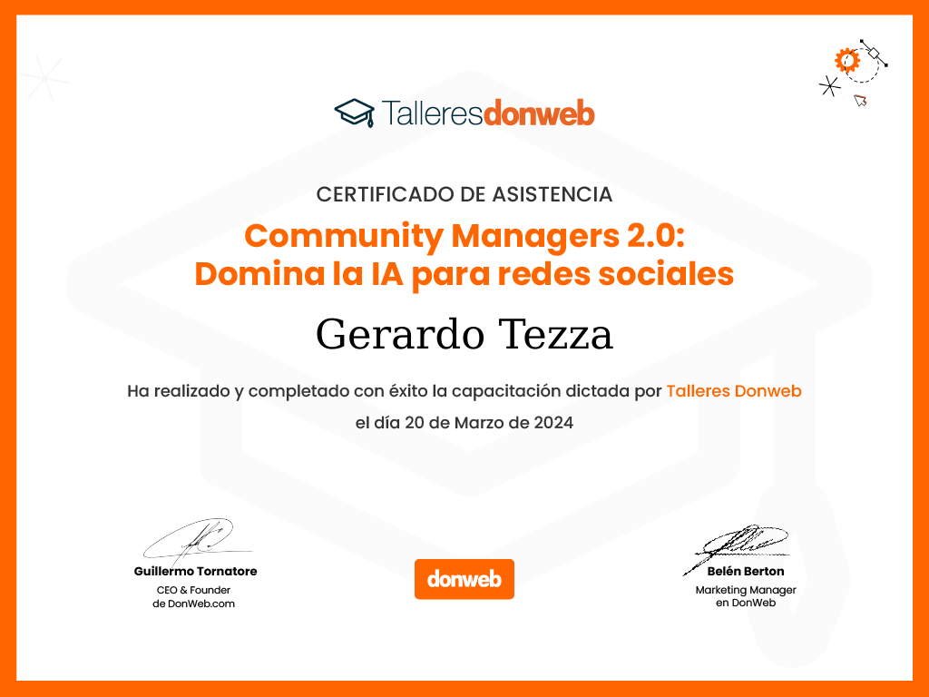 Certificado de asistencia · Talleres DonWeb