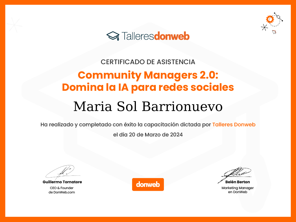 Certificado de asistencia · Talleres DonWeb