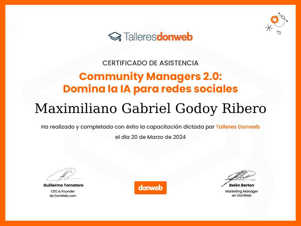 Certificado de asistencia · Talleres DonWeb