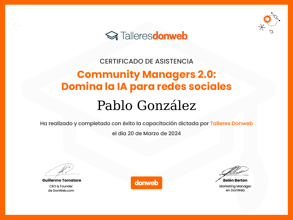 Certificado de asistencia · Talleres DonWeb