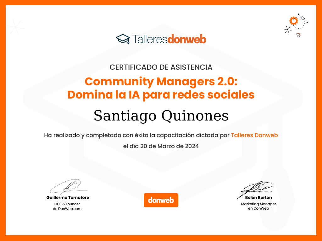 Certificado de asistencia · Talleres DonWeb