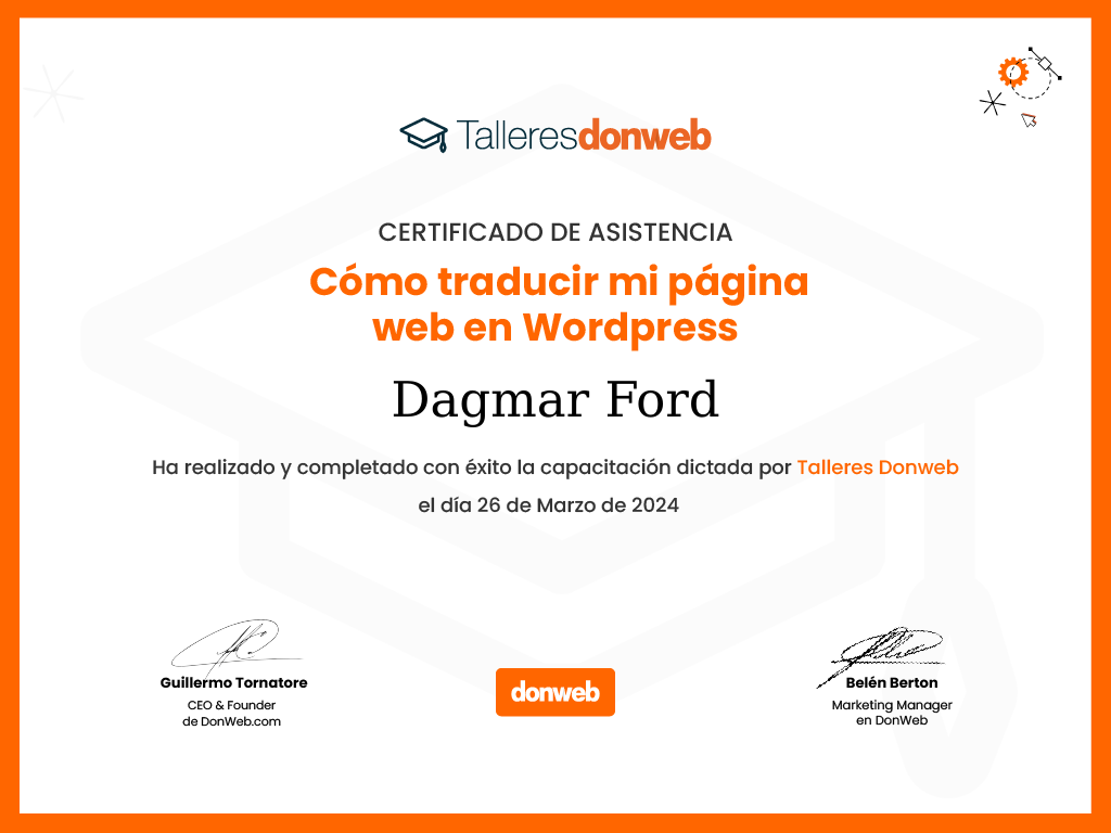 Certificado de asistencia · Talleres DonWeb