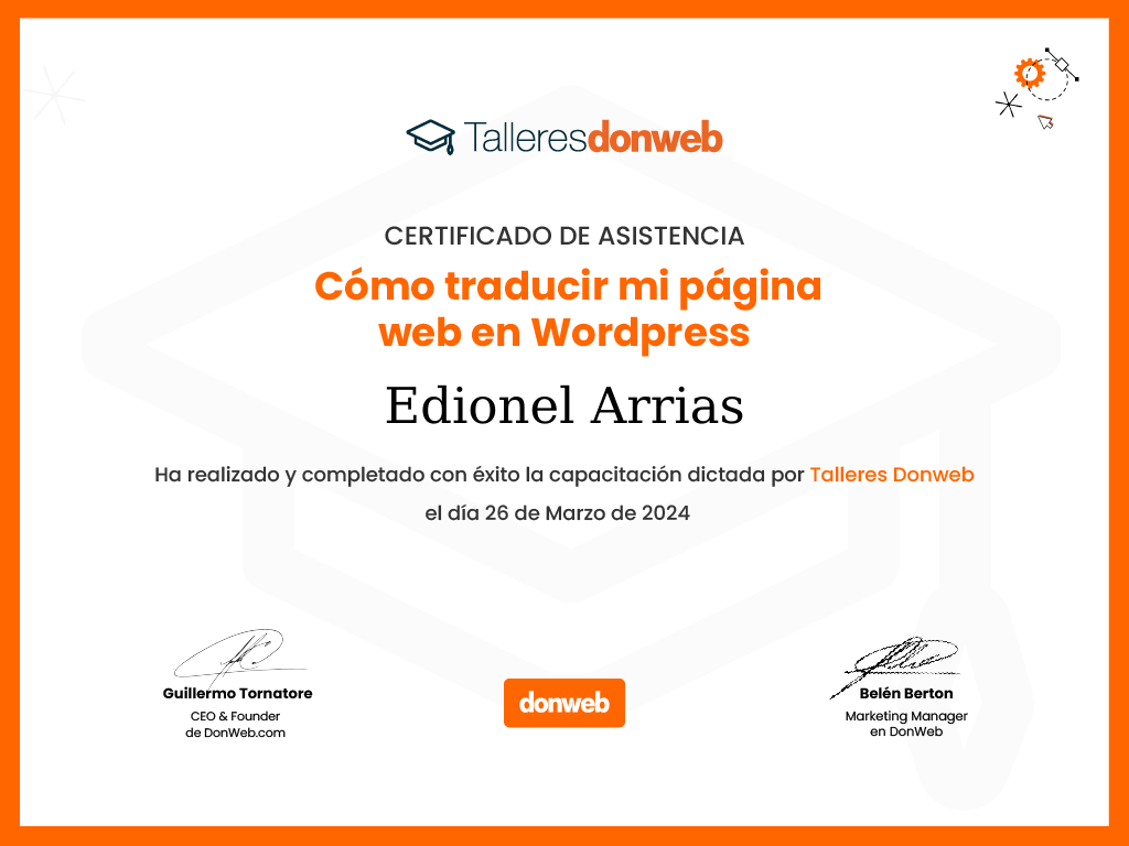 Certificado de asistencia · Talleres DonWeb