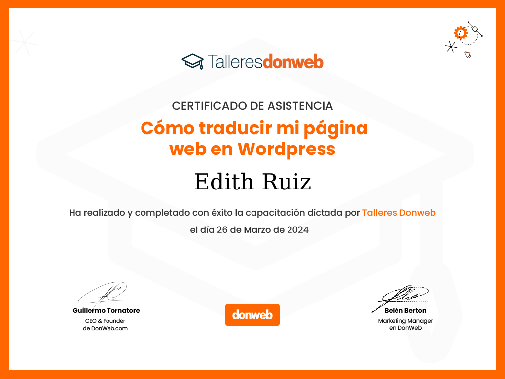 Certificado de asistencia · Talleres DonWeb