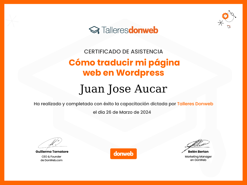 Certificado de asistencia · Talleres DonWeb