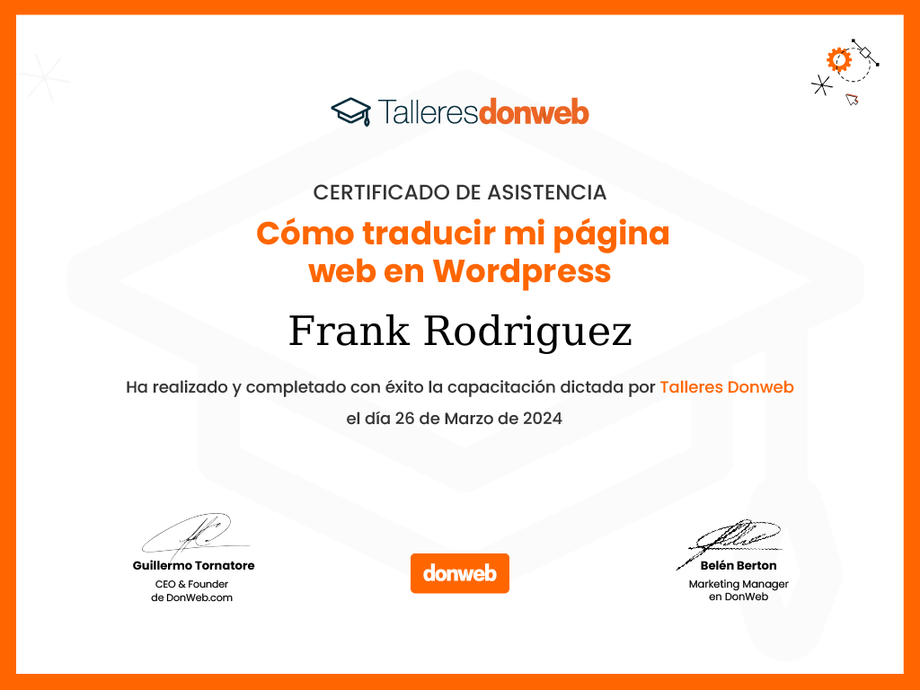 Certificado de asistencia · Talleres DonWeb