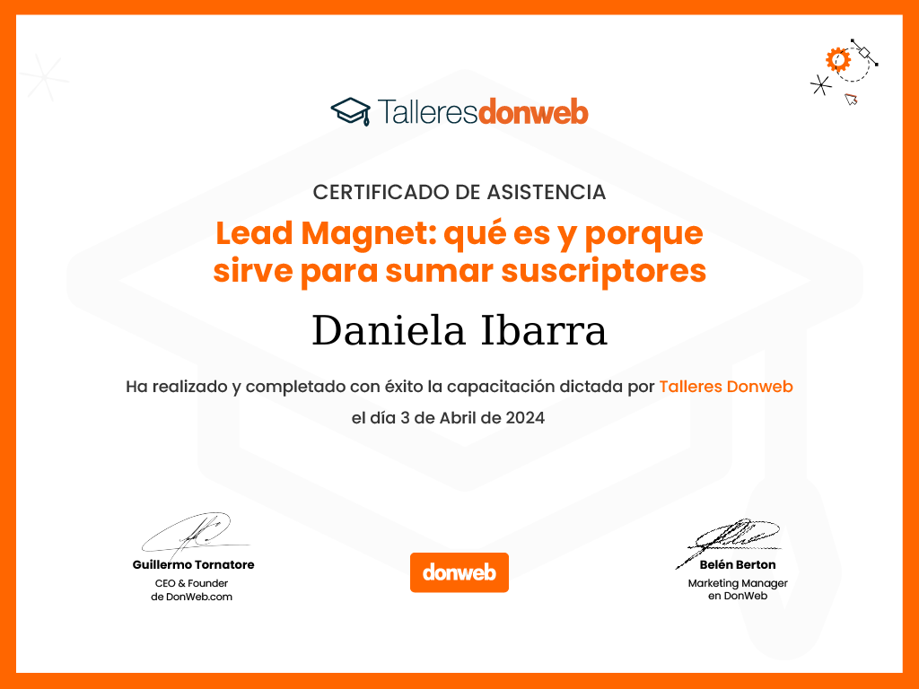 Certificado de asistencia · Talleres DonWeb