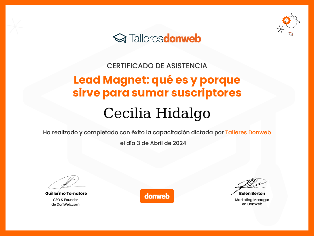 Certificado de asistencia · Talleres DonWeb
