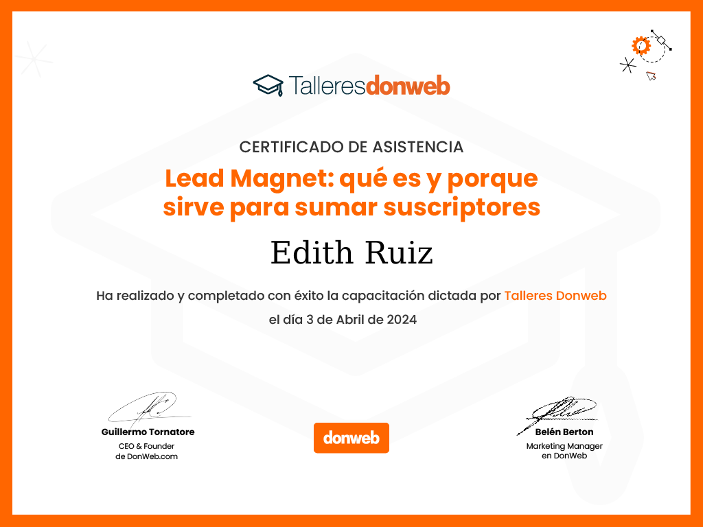 Certificado de asistencia · Talleres DonWeb