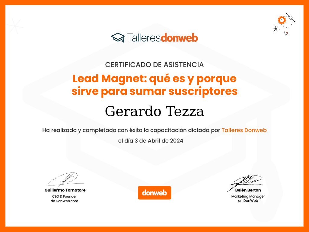 Certificado de asistencia · Talleres DonWeb