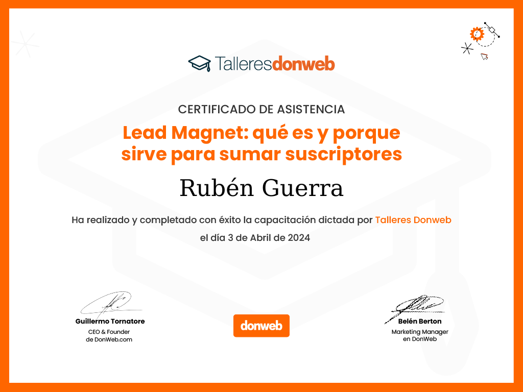 Certificado de asistencia · Talleres DonWeb