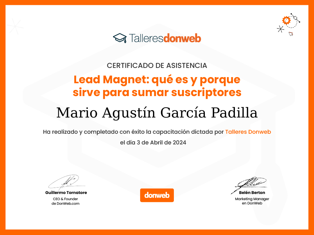 Certificado de asistencia · Talleres DonWeb