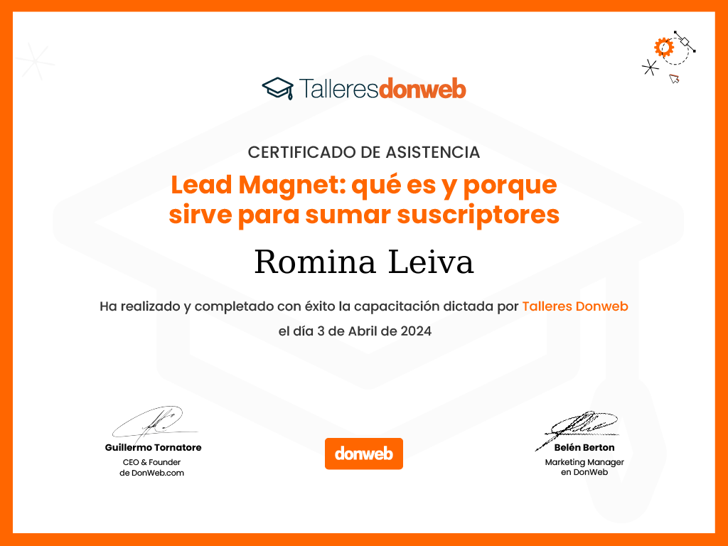 Certificado de asistencia · Talleres DonWeb