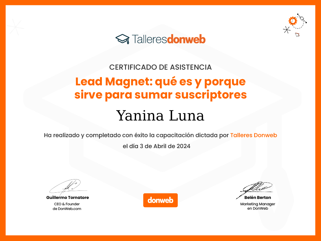 Certificado de asistencia · Talleres DonWeb