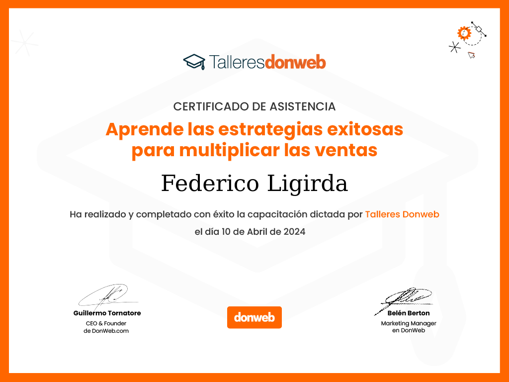 Certificado de asistencia · Talleres DonWeb