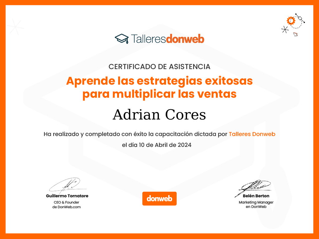 Certificado de asistencia · Talleres DonWeb