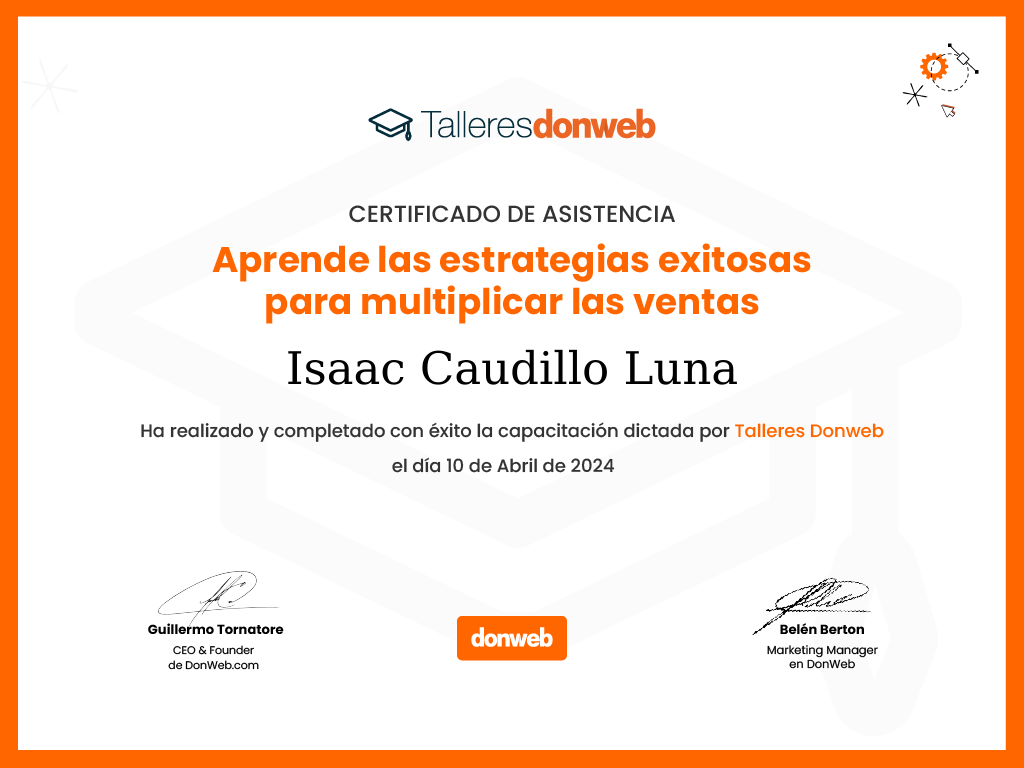 Certificado de asistencia · Talleres DonWeb