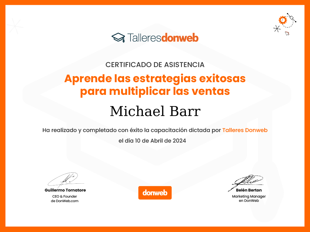 Certificado de asistencia · Talleres DonWeb