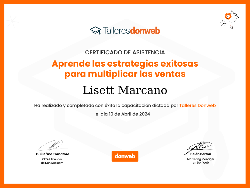 Certificado de asistencia · Talleres DonWeb