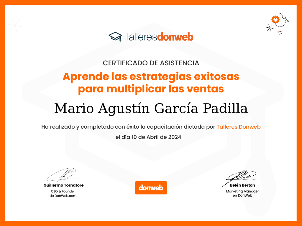 Certificado de asistencia · Talleres DonWeb