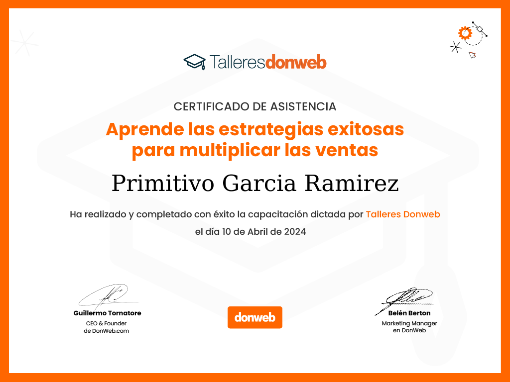 Certificado de asistencia · Talleres DonWeb
