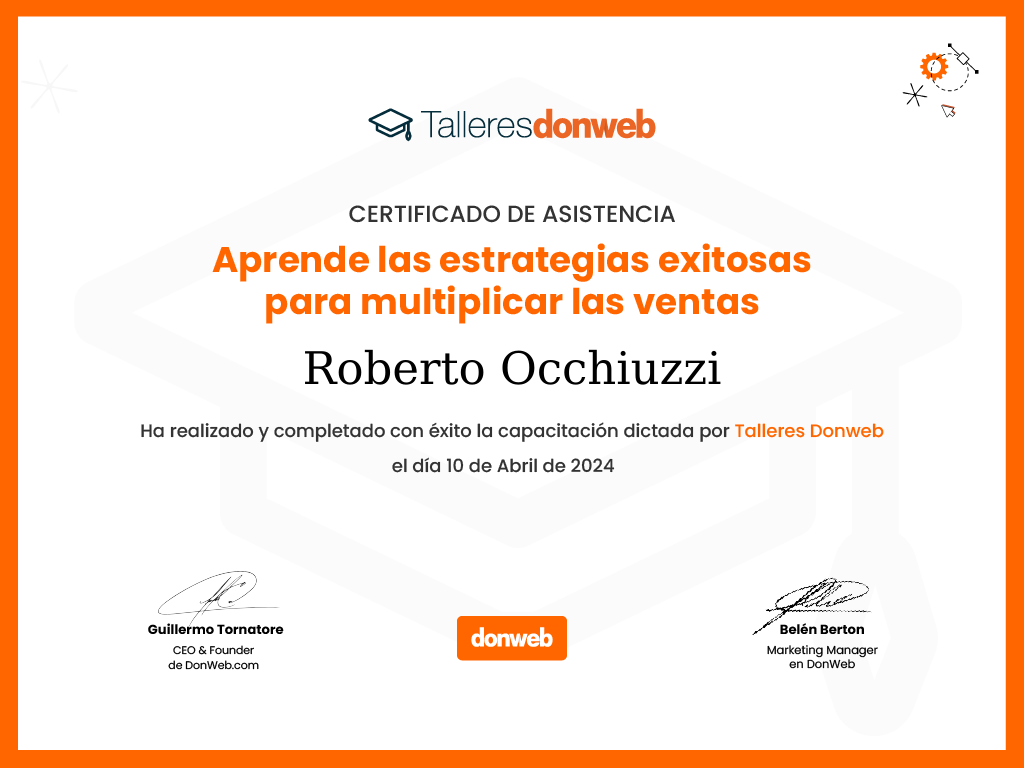Certificado de asistencia · Talleres DonWeb