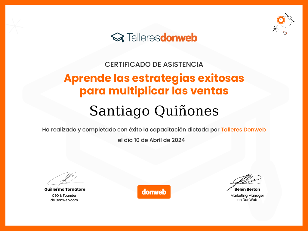 Certificado de asistencia · Talleres DonWeb