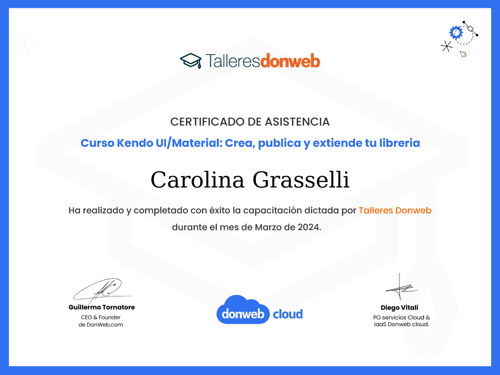 Certificado de asistencia · Talleres DonWeb