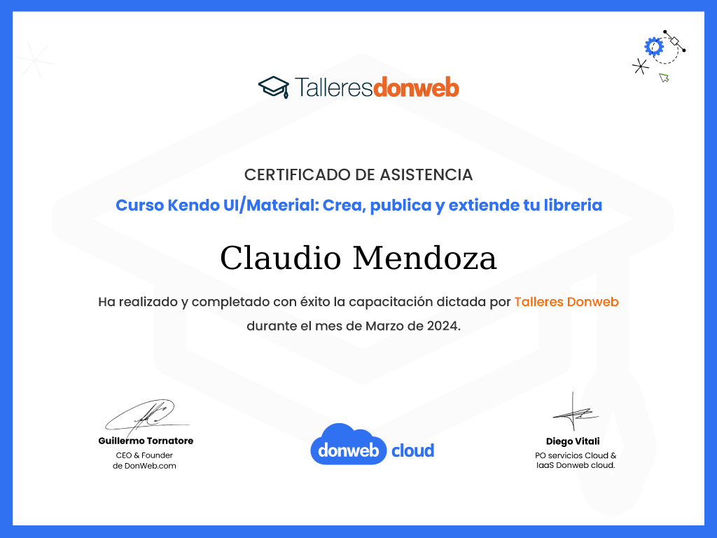 Certificado de asistencia · Talleres DonWeb