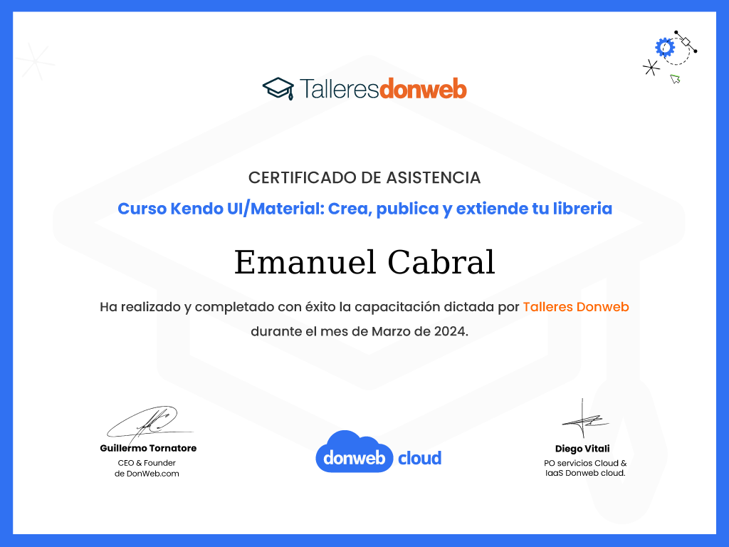Certificado de asistencia · Talleres DonWeb