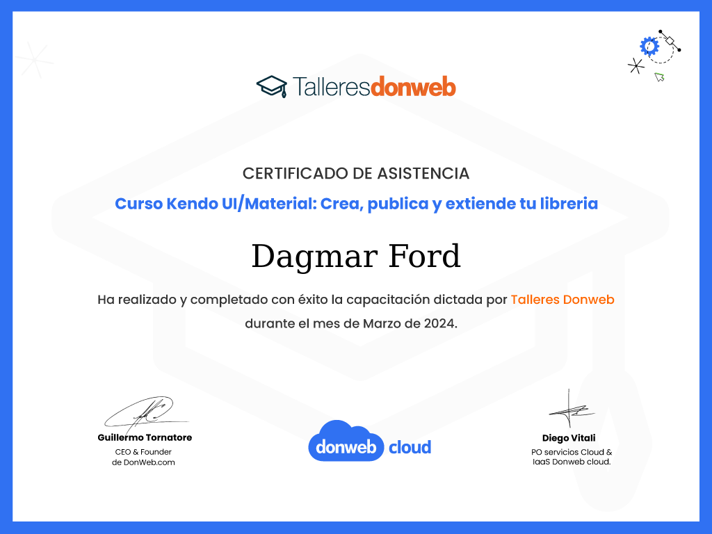 Certificado de asistencia · Talleres DonWeb