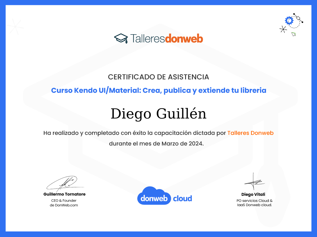 Certificado de asistencia · Talleres DonWeb