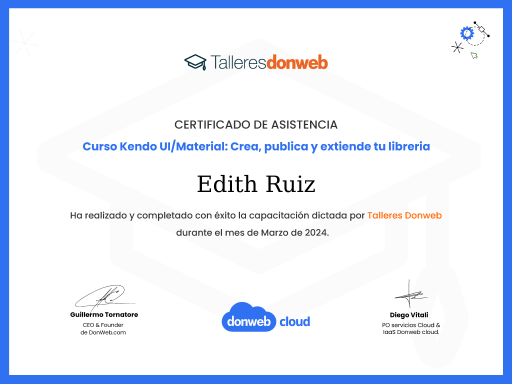 Certificado de asistencia · Talleres DonWeb