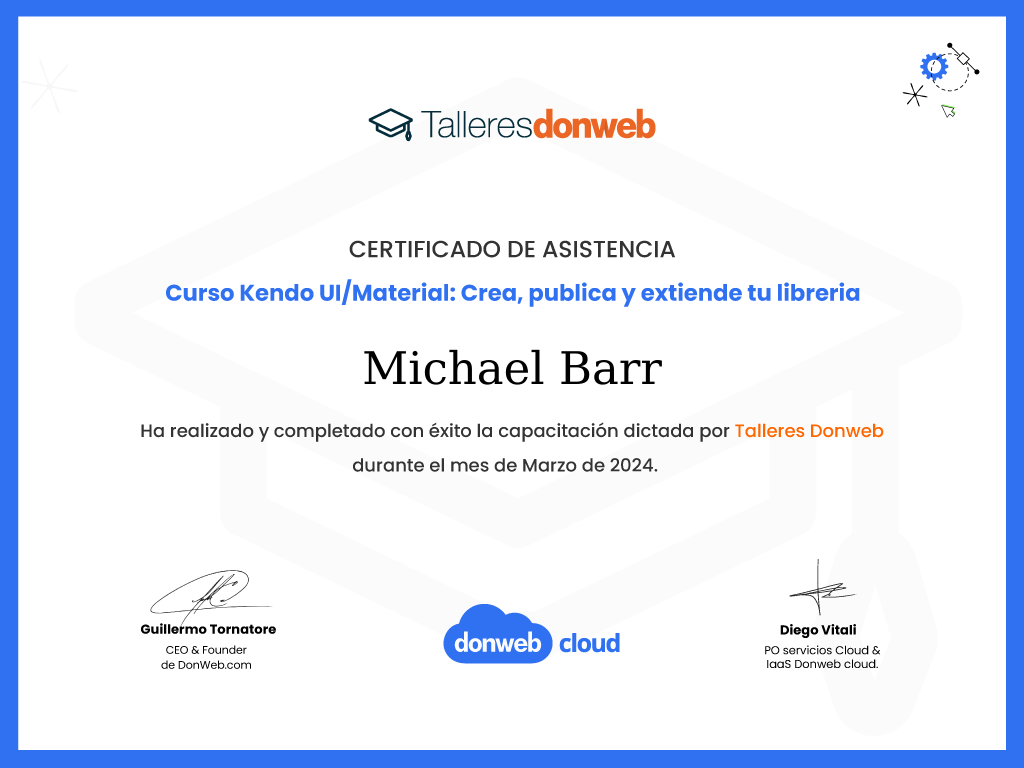Certificado de asistencia · Talleres DonWeb