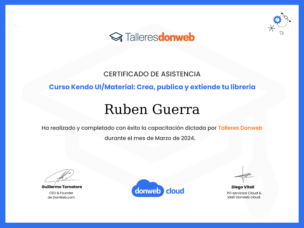 Certificado de asistencia · Talleres DonWeb