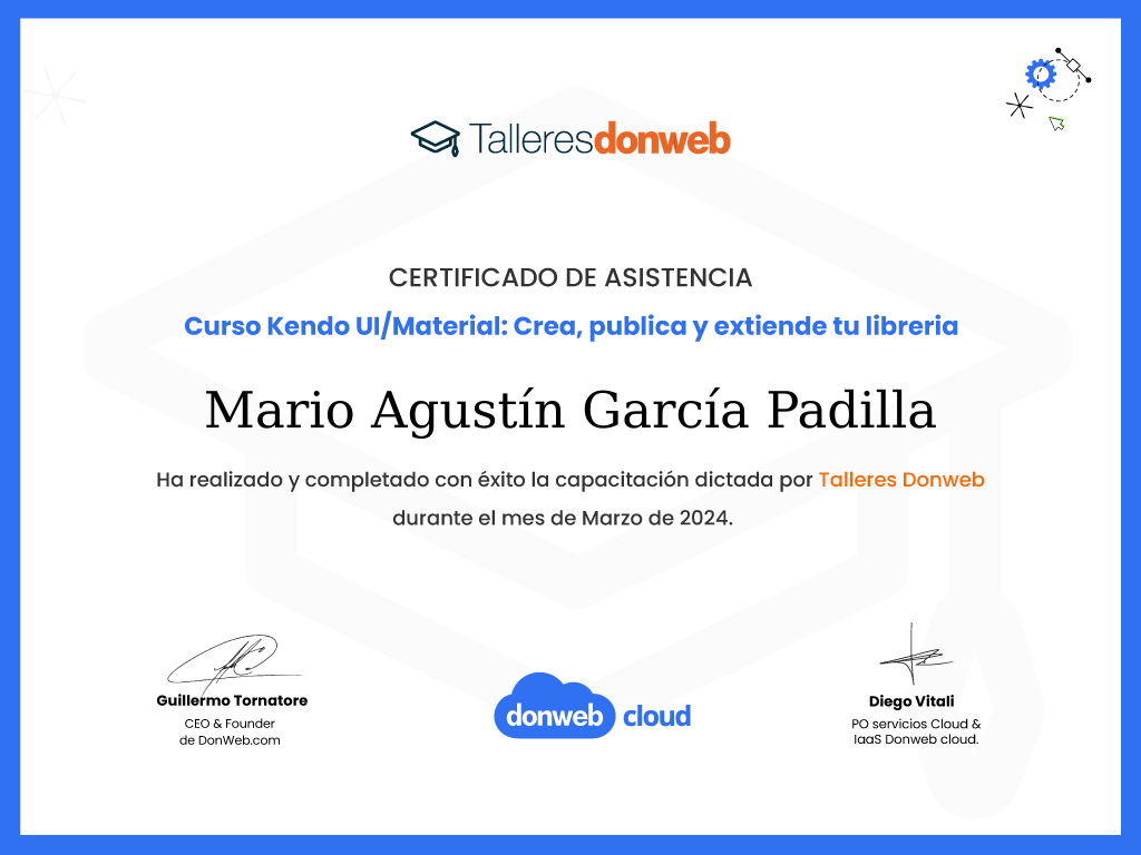 Certificado de asistencia · Talleres DonWeb