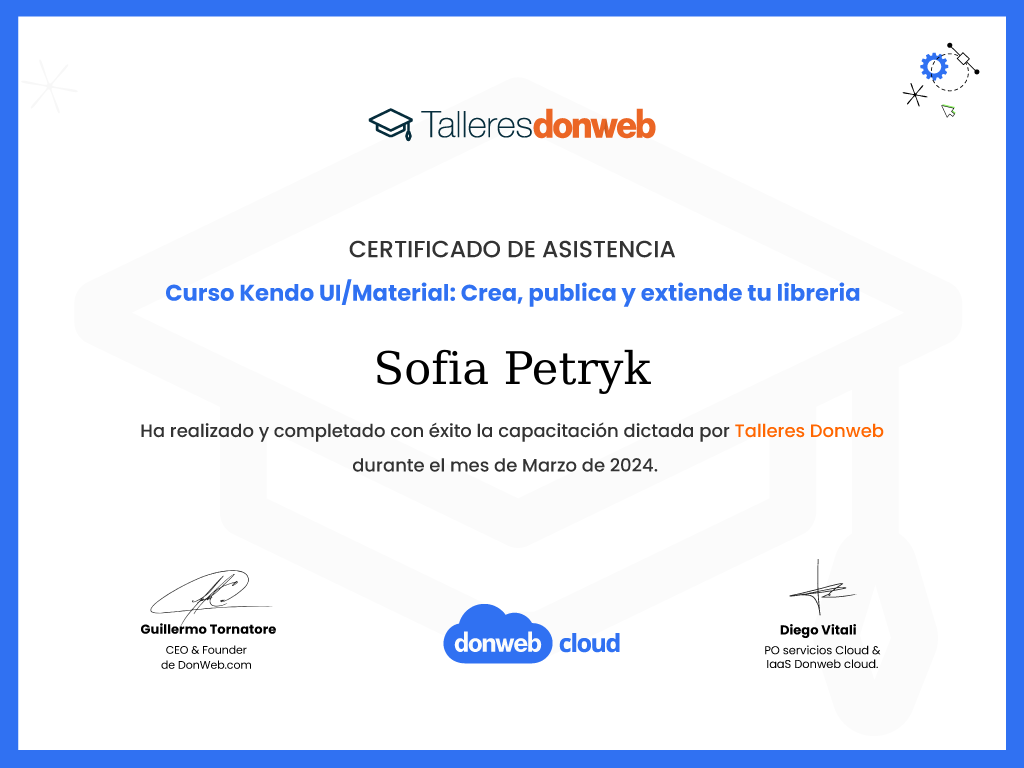 Certificado de asistencia · Talleres DonWeb